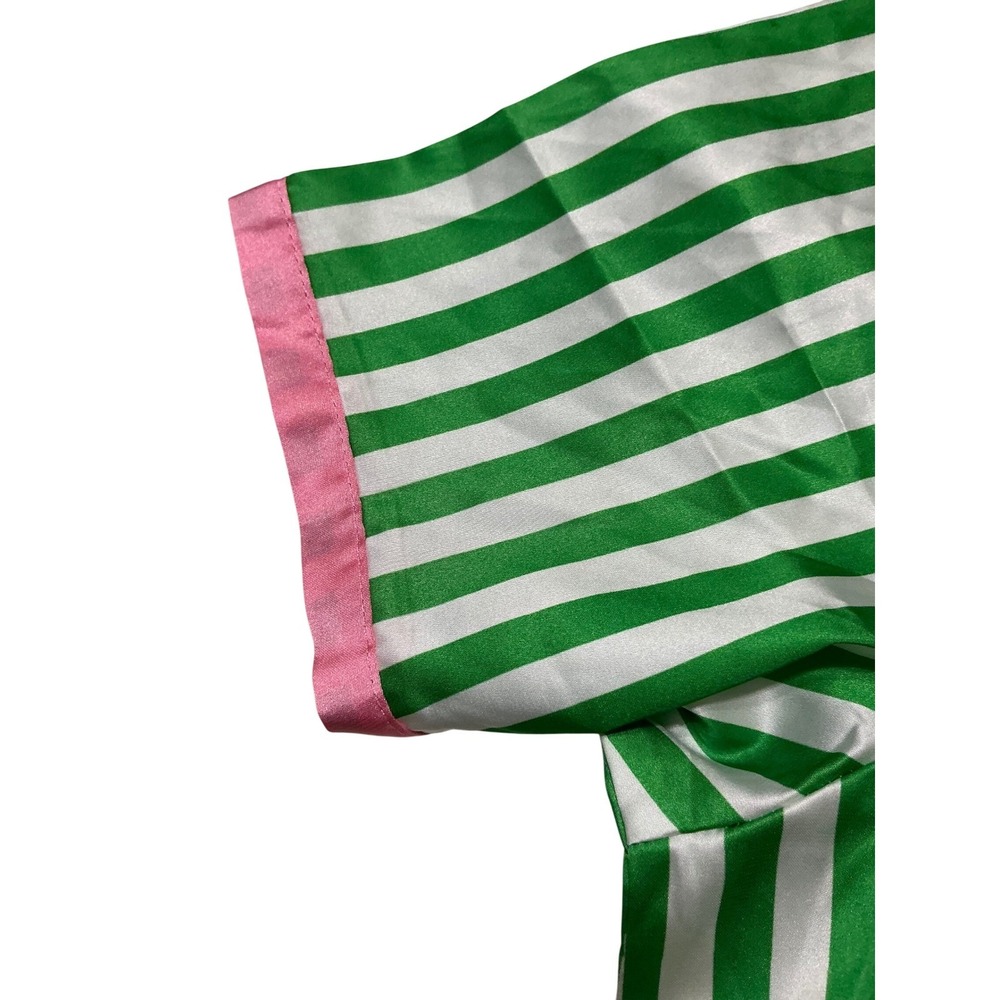 IvyStorehouse Romper Women XL Green AKA Alpha Kappa Alpha Striped Button Up Pink - Picture 6 of 6